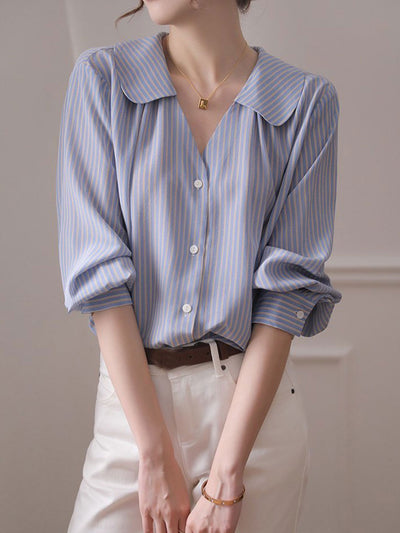 Charlotte Loose V-Neck Chiffon Shirt