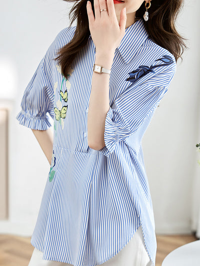 Amelia Classic Printed Striped Shirt