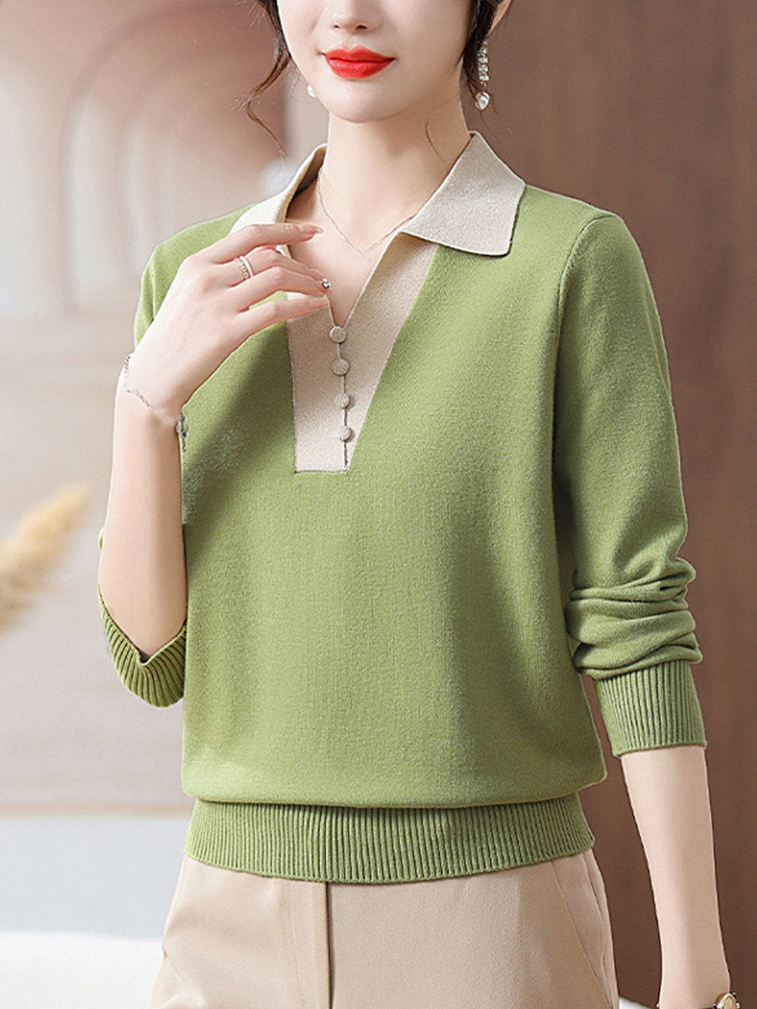 Brooke Casual Lapel Knitted Sweater