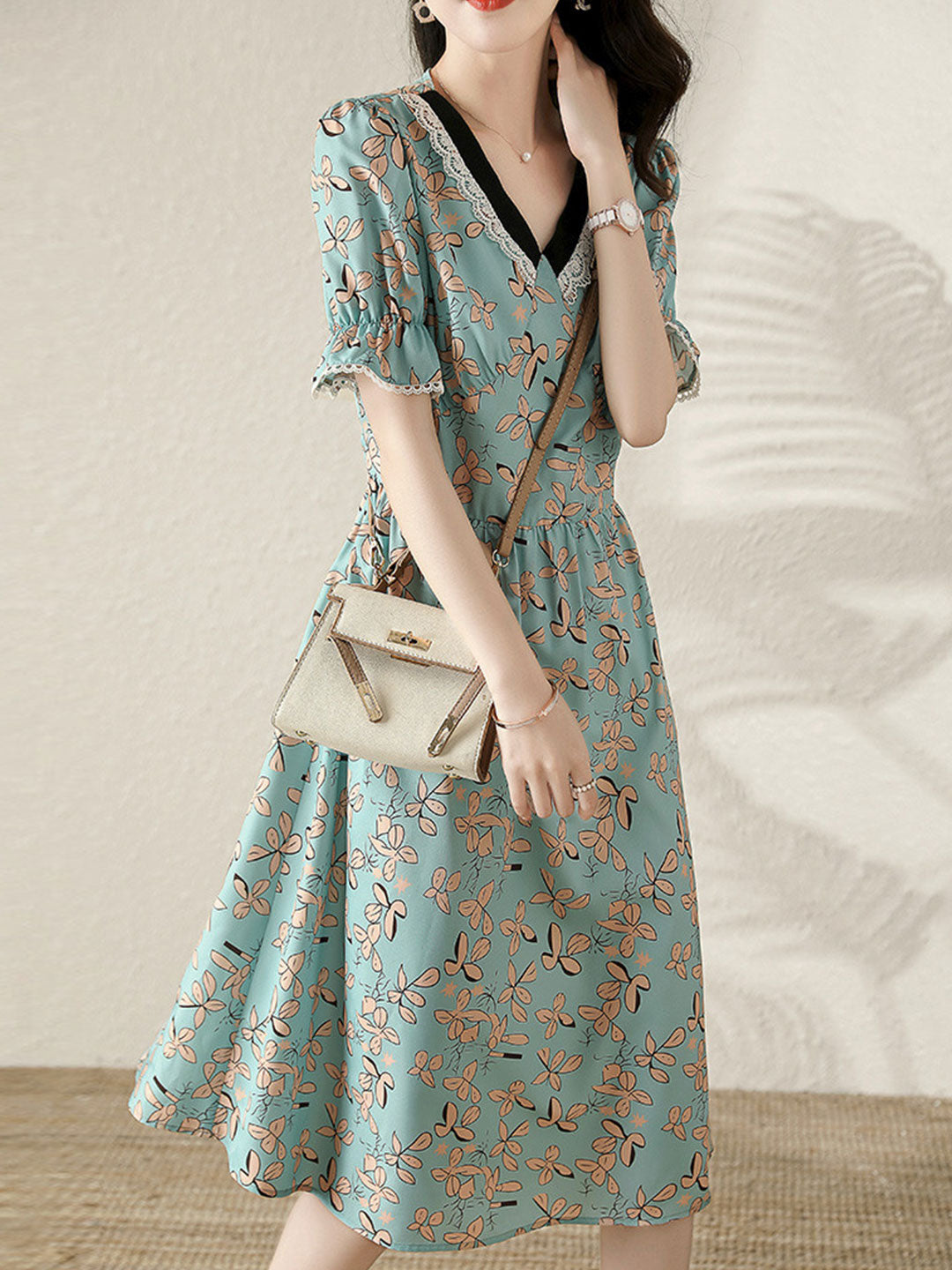 Olivia Retro Lace Printed Panel Dress