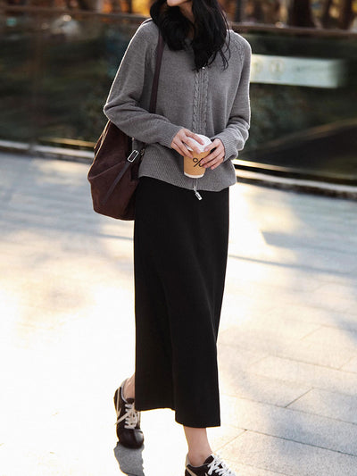 Ava Loose Double Zipper Hooded Knitted Cardigan