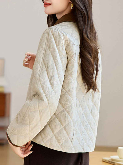 Natalie Classic Lapel Colorblocked Winter Coat