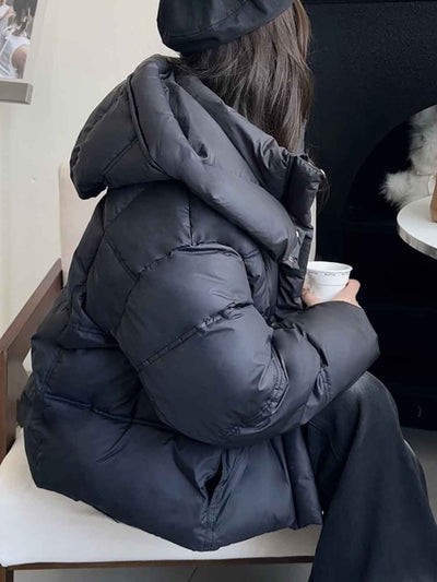 Addison Loose Solid Color Winter Hooded Coat