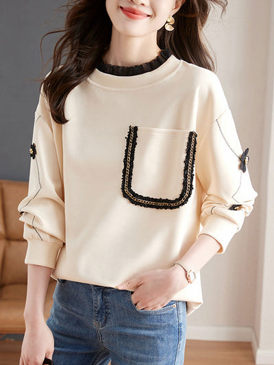 Olivia Casual Auricular Embroidered Sweatshirt