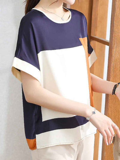 Molly Loose Crew Neck Colorblocked Top