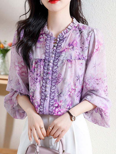 Raya Classic Printed Floral Chiffon Top