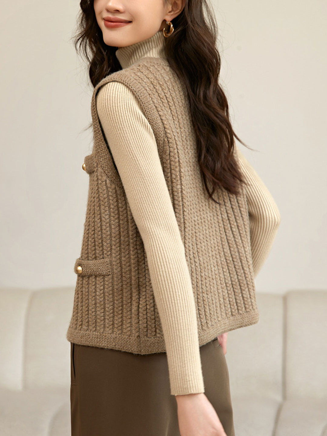Ella Casual Knitted Vest Sweater