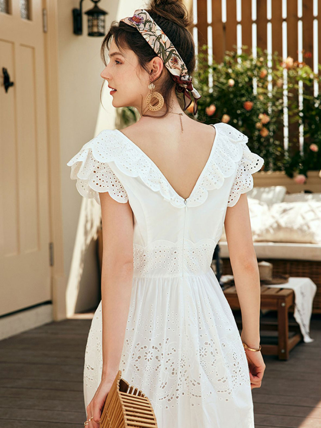 Emma Retro Embroidered Hollowed Dress