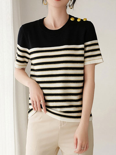 Ava Casual Loose Striped Knitted Top
