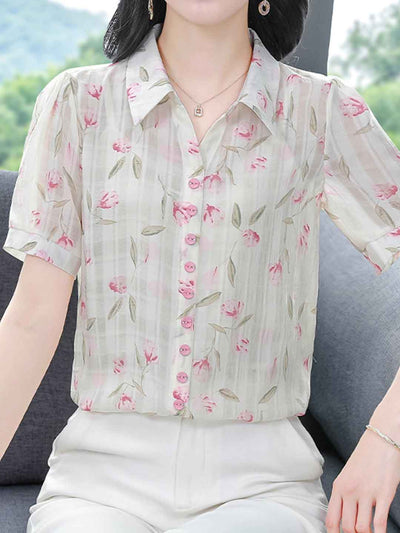 Isabelle Elegant Polo Printed Chiffon Shirt