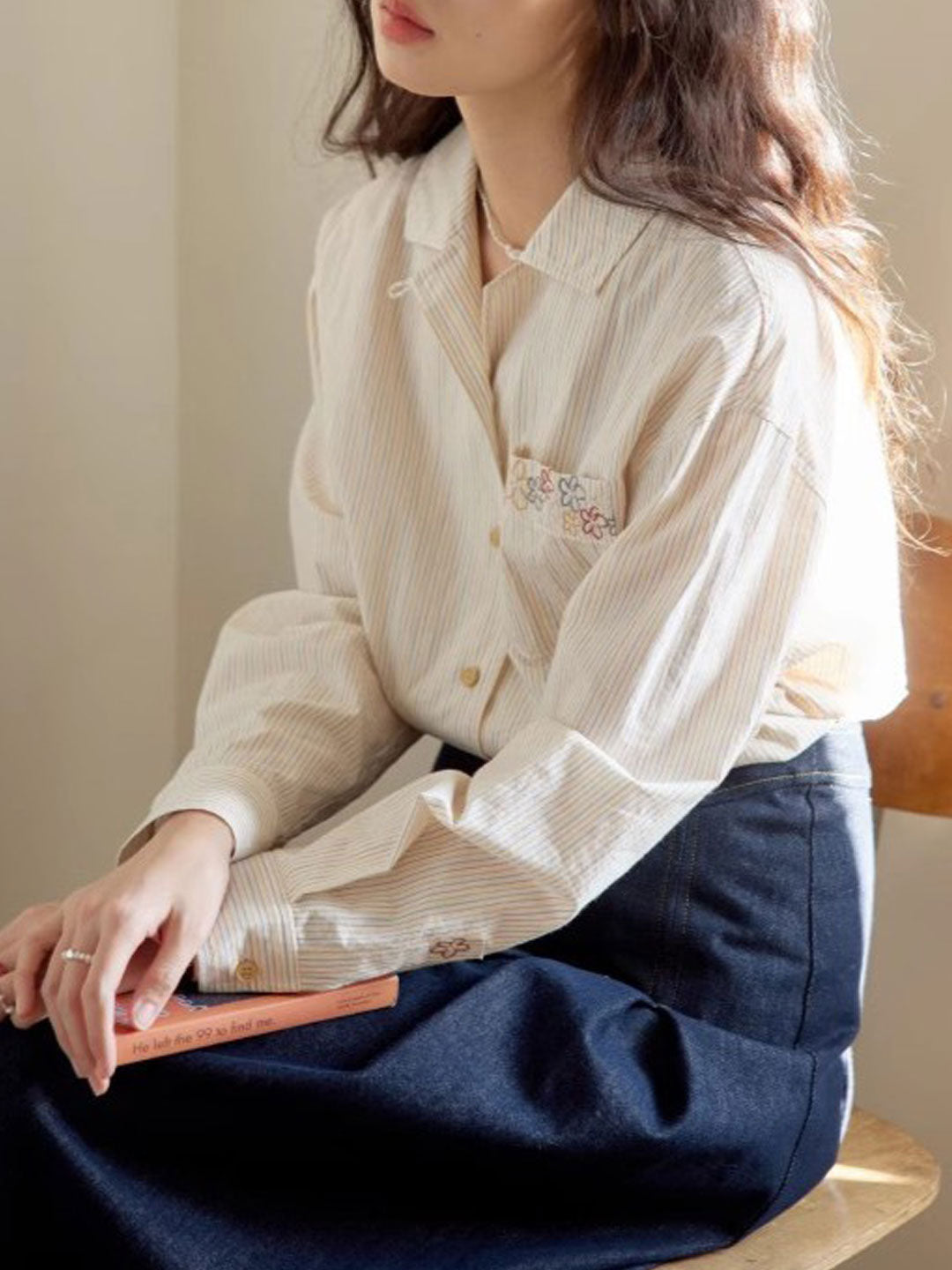 Morgan Classic Lapel Embroidered Striped Shirt