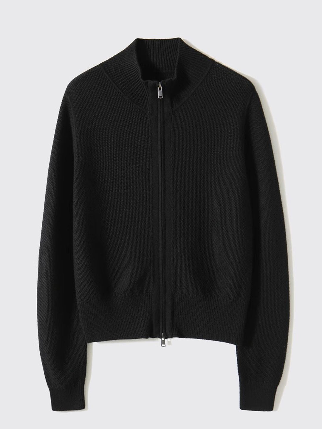 Emily Loose Zipper Solid Color Knitted Cardigan