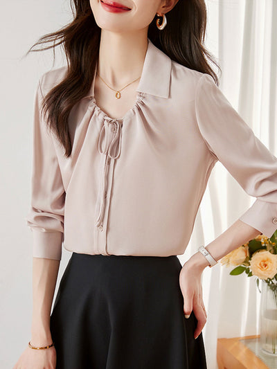 Sophia Elegant Drawstring Bow Shirt