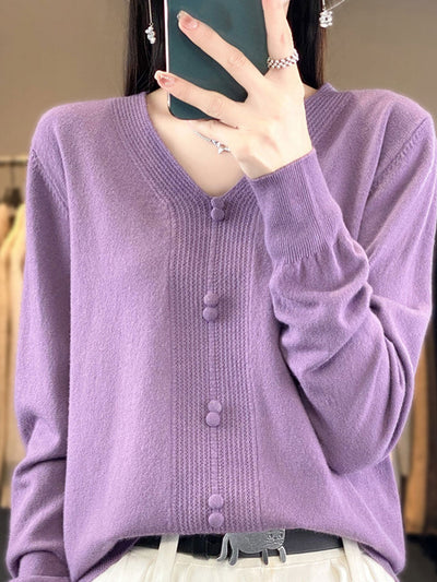 Abigail Casual V-neck Loose Knitted Sweater