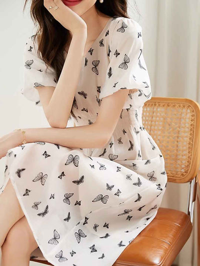 Emma Elegant Butterfly Printed Dress