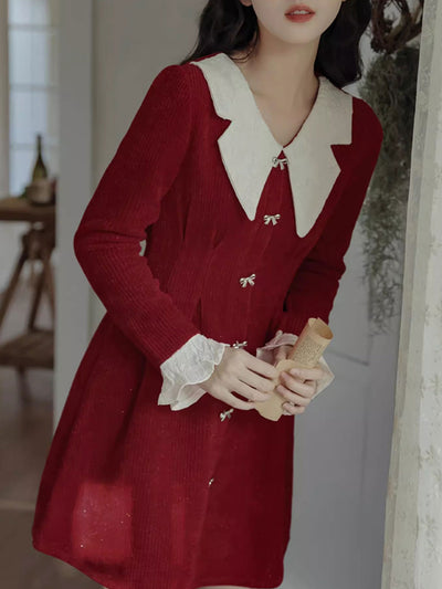 Sarah Classic Doll Collar Contrasting Color Dress