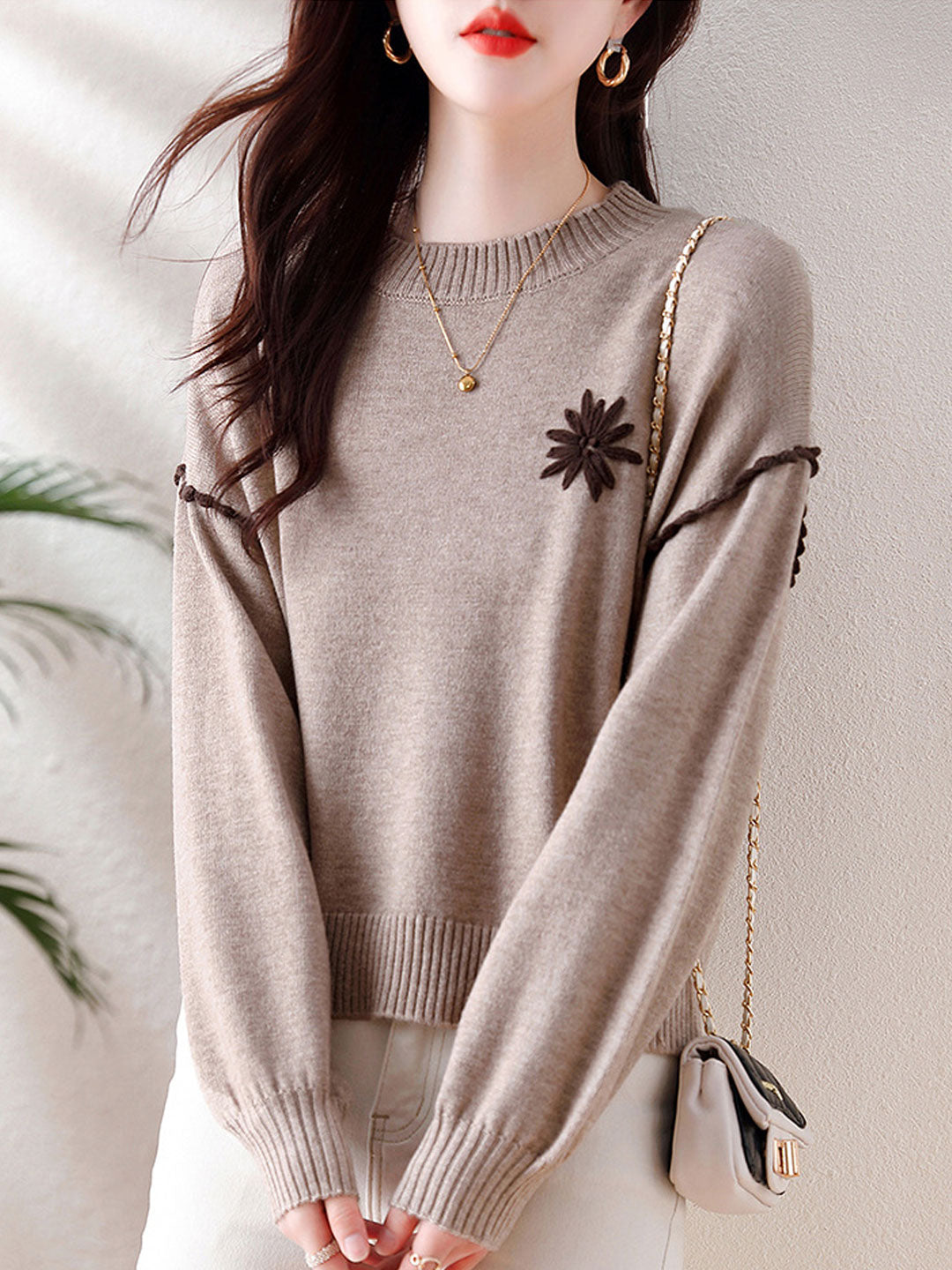 Mia Loose Embroidered Knitted Sweater
