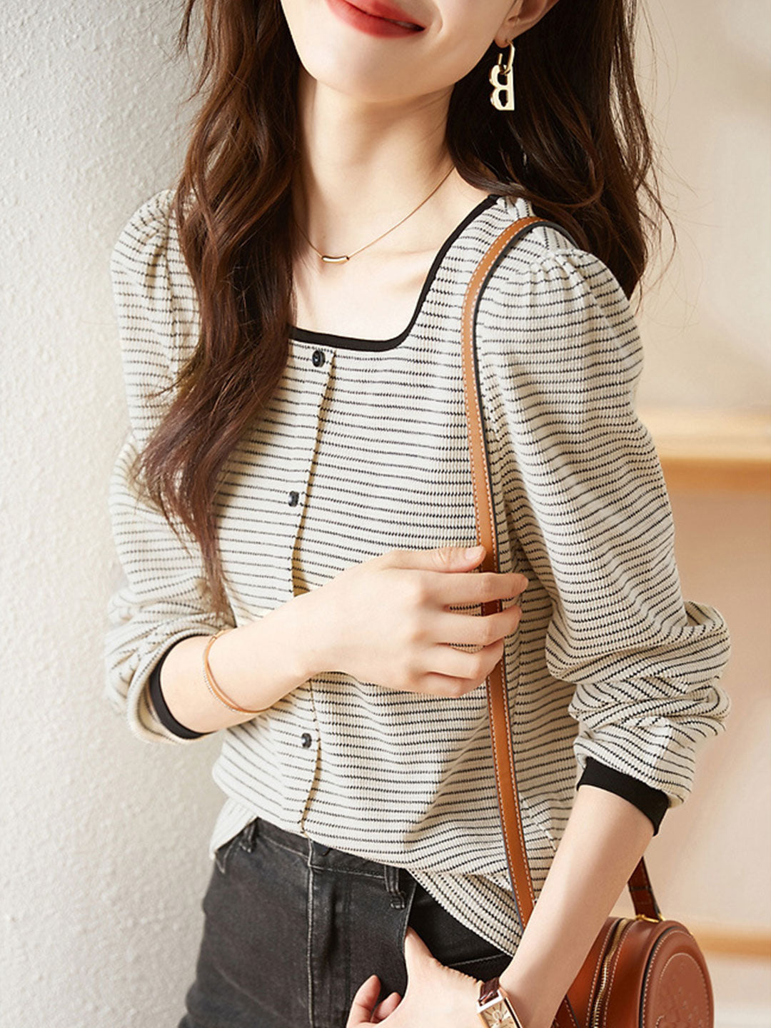 Madison Elegant Contrast Stripe Knitted Shirt