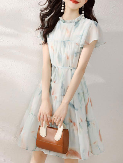 Ava Vacation Chiffon Printted Dress