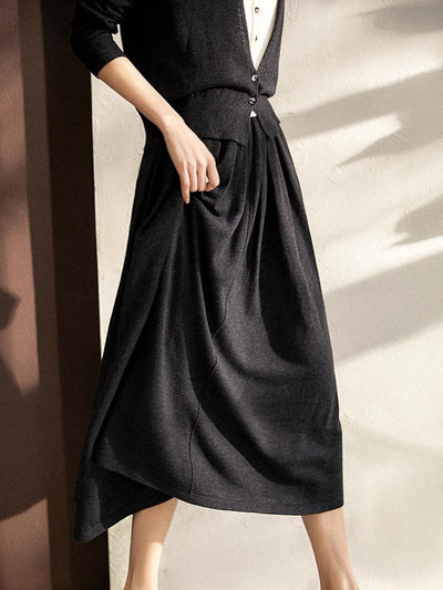 Ruby Classic V-neck Knitted Cardigan Dress Set