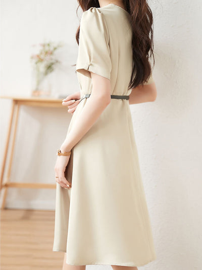 Alexis Classic V-neck Solid Color Dress