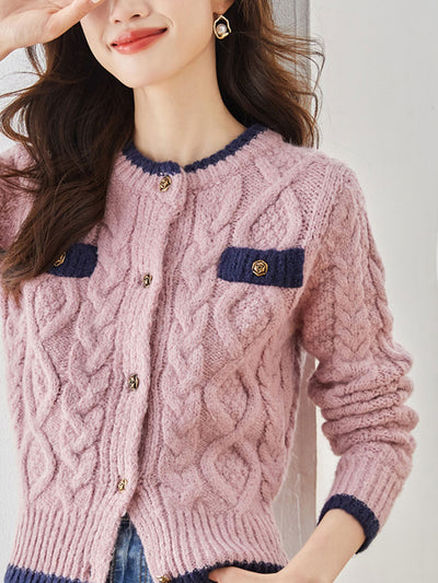 Emma Classic Thickened Knitted Cardigan Sweater-White
