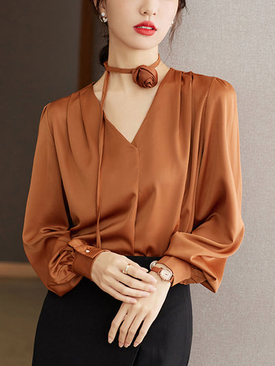 Faith Loose Pleated Tie Shirt