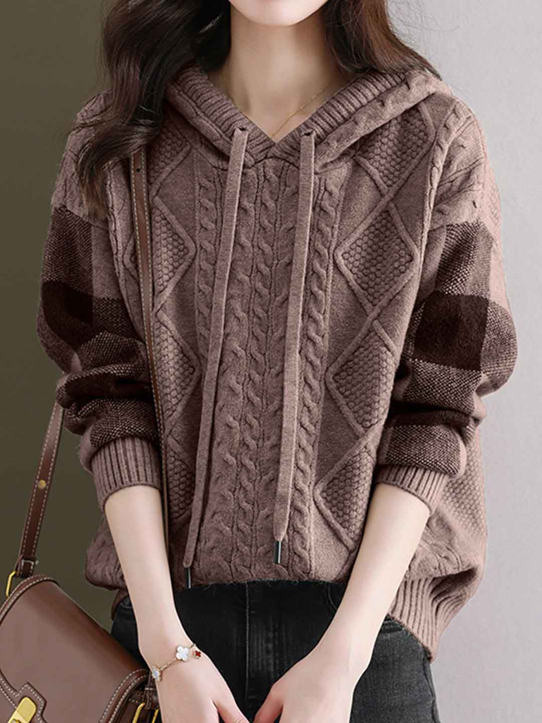 Bella Casual Hooded Knitted Sweatshirt