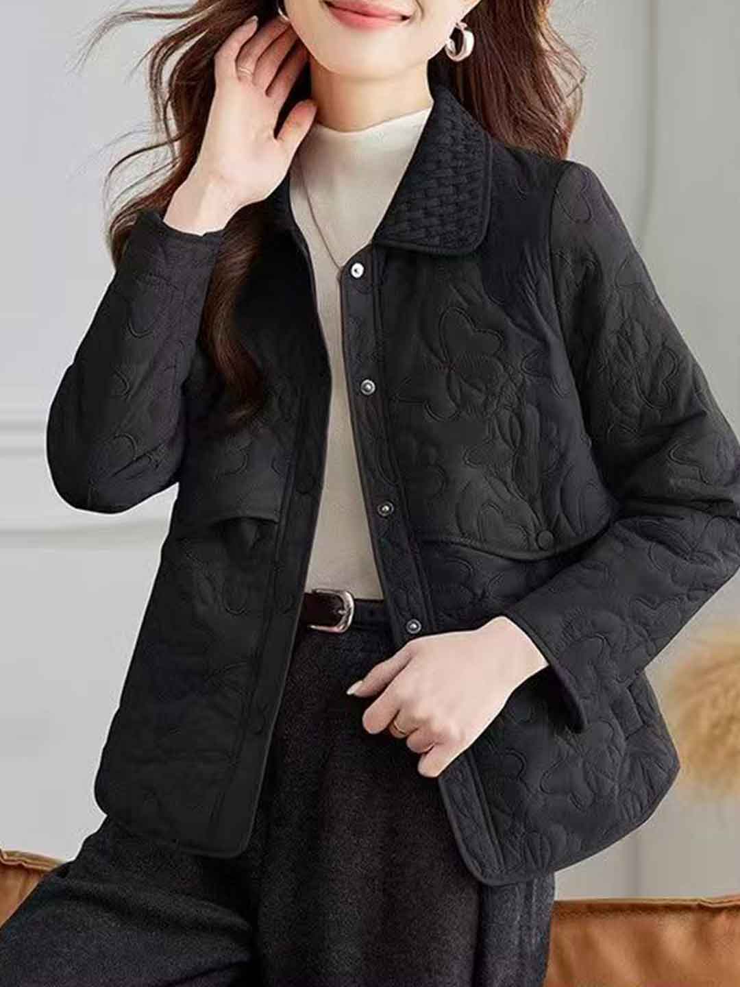 Natalie Retro Lapel Diamond Embroidered Winter Coat