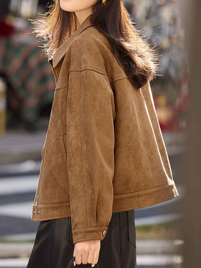 Ella Casual Lapel Suede Jacket