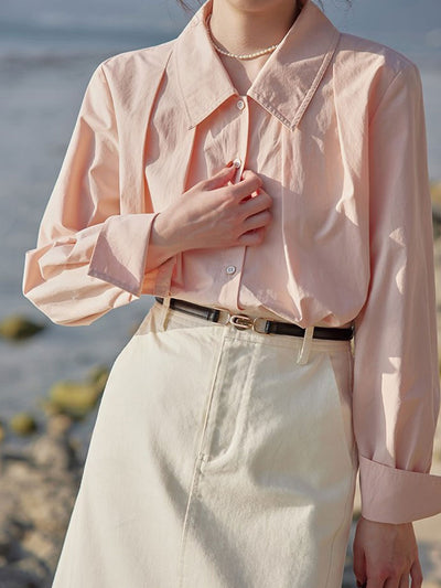 Aubrey Loose Lapel Solid Color Shirt