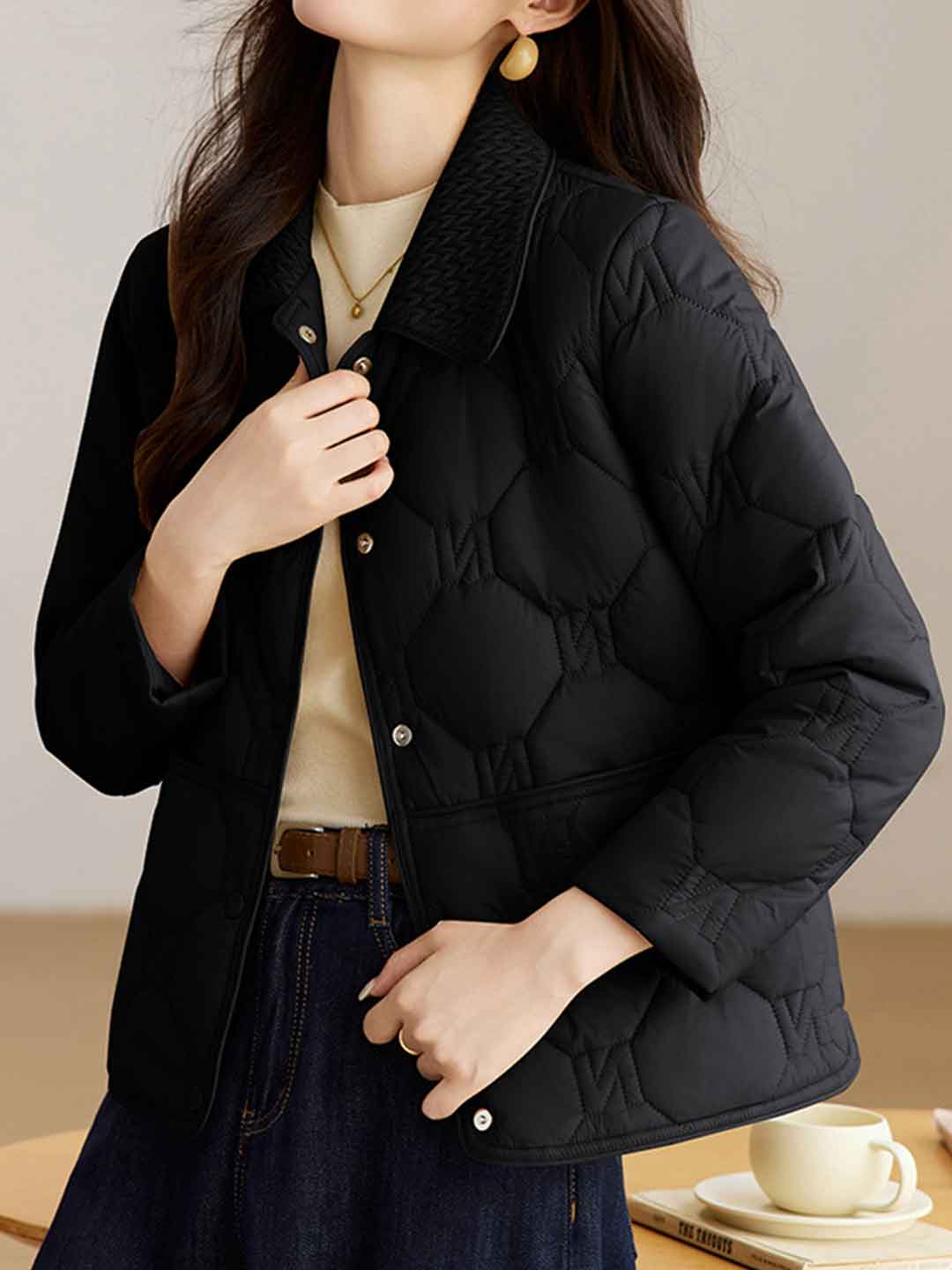 Ella Classic Lapel Solid Color Winter Coat