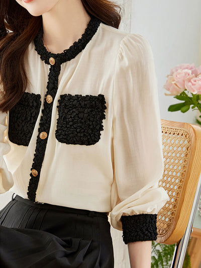 Sofia Retro Puff Sleeve Chiffon Top