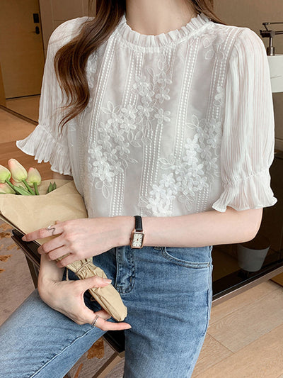 Raya Vintage Flare Sleeve Chiffon Blouse