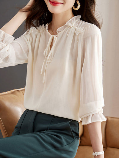 Ella Classic Solid Color Chiffon Shirt