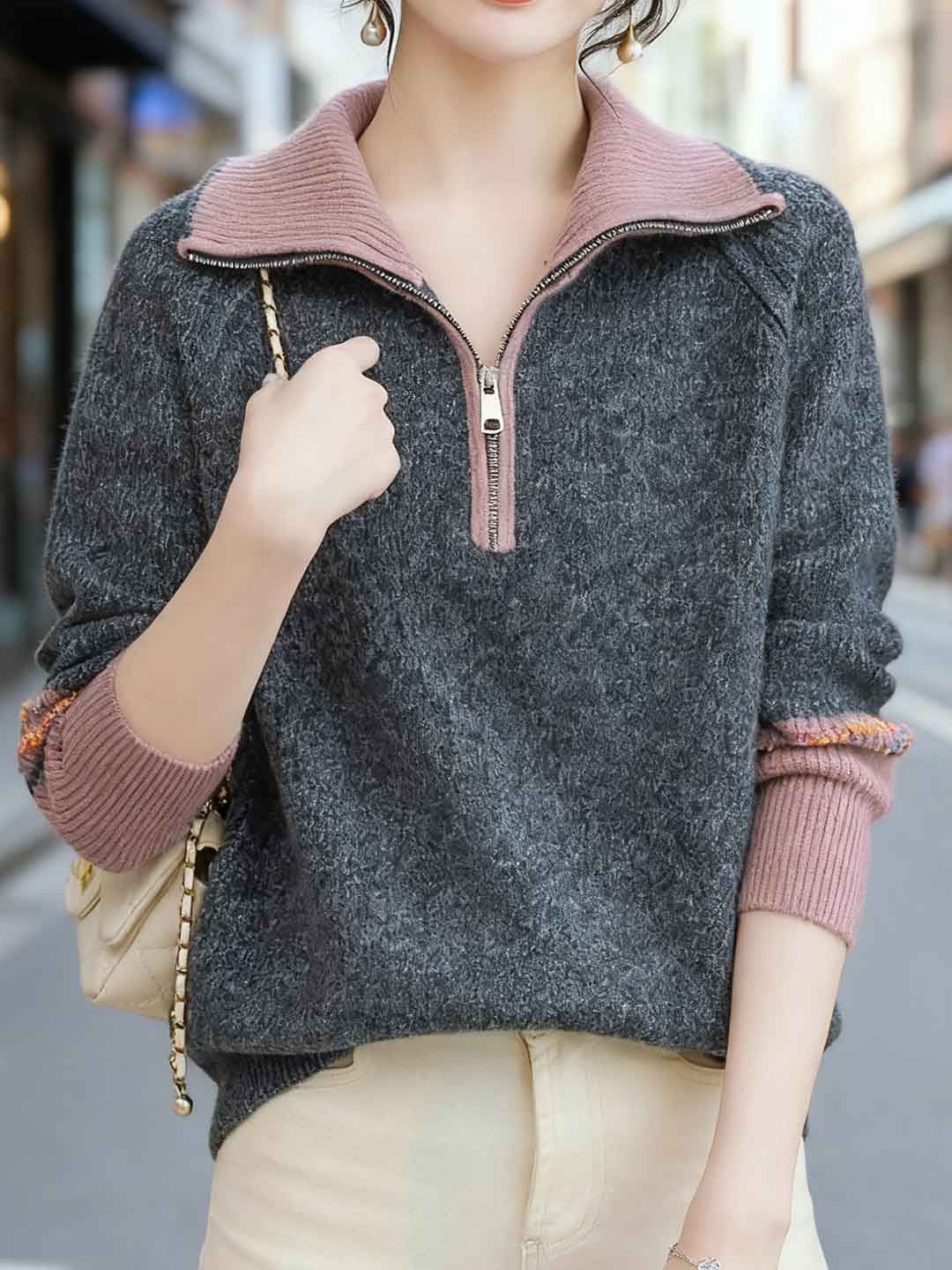 Madeline Loose Lapel Knitted Pullover Sweater