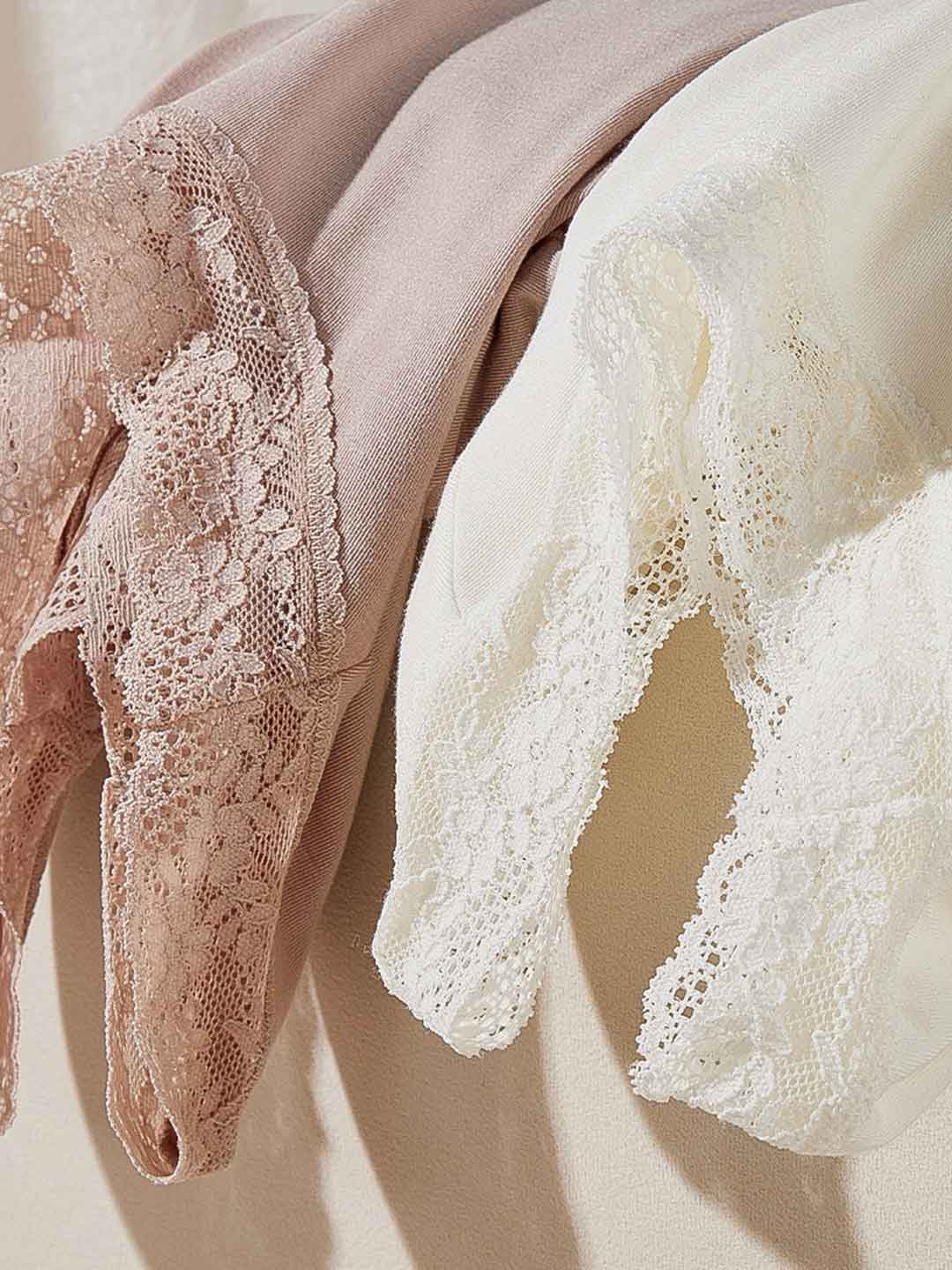 2pcs Women'S Lace Crew Neck Seamless Underwear Set