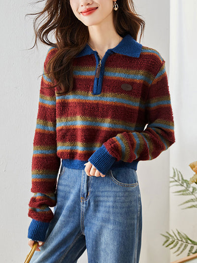 Sarah Casual Striped Pullover Knitted Sweater