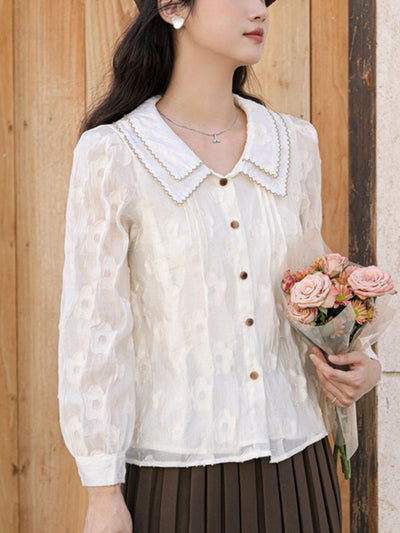 Ava Retro Doll Collar Embroidered Shirt
