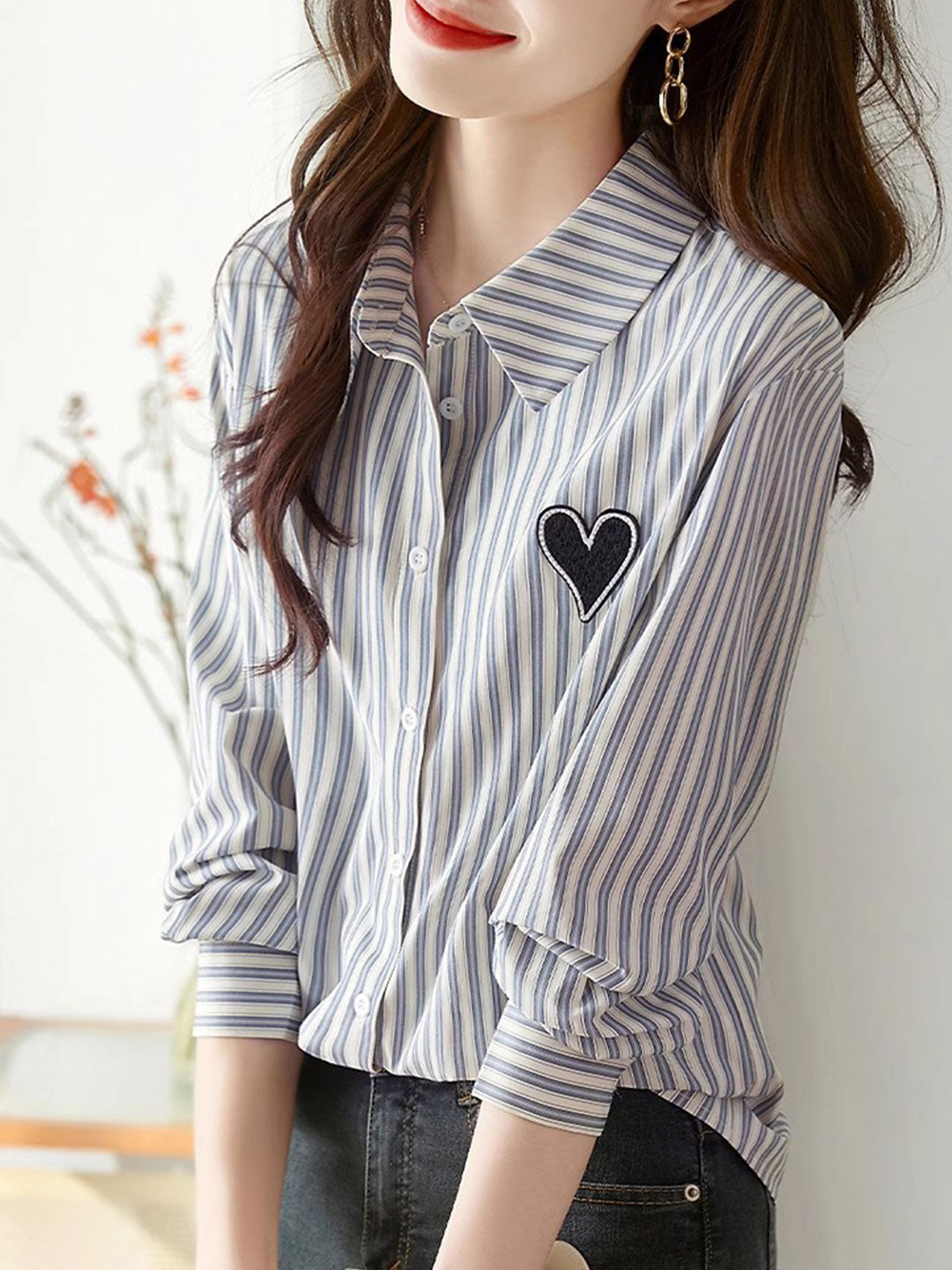 Brianna Casual Vertical Stripe Shirt