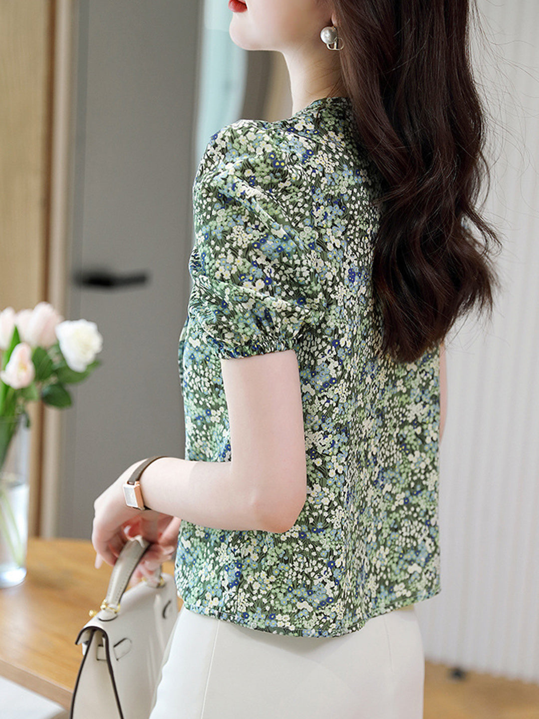 Alexis Elegant Puff Sleeve Floral Top