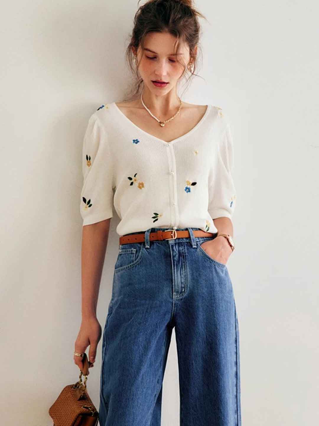 Emily Retro Puff Sleeve Knitted Sweater