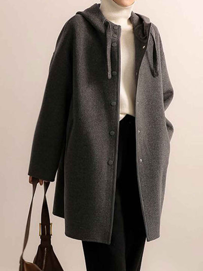 Grace Casual Hooded Solid Color Trench Coat