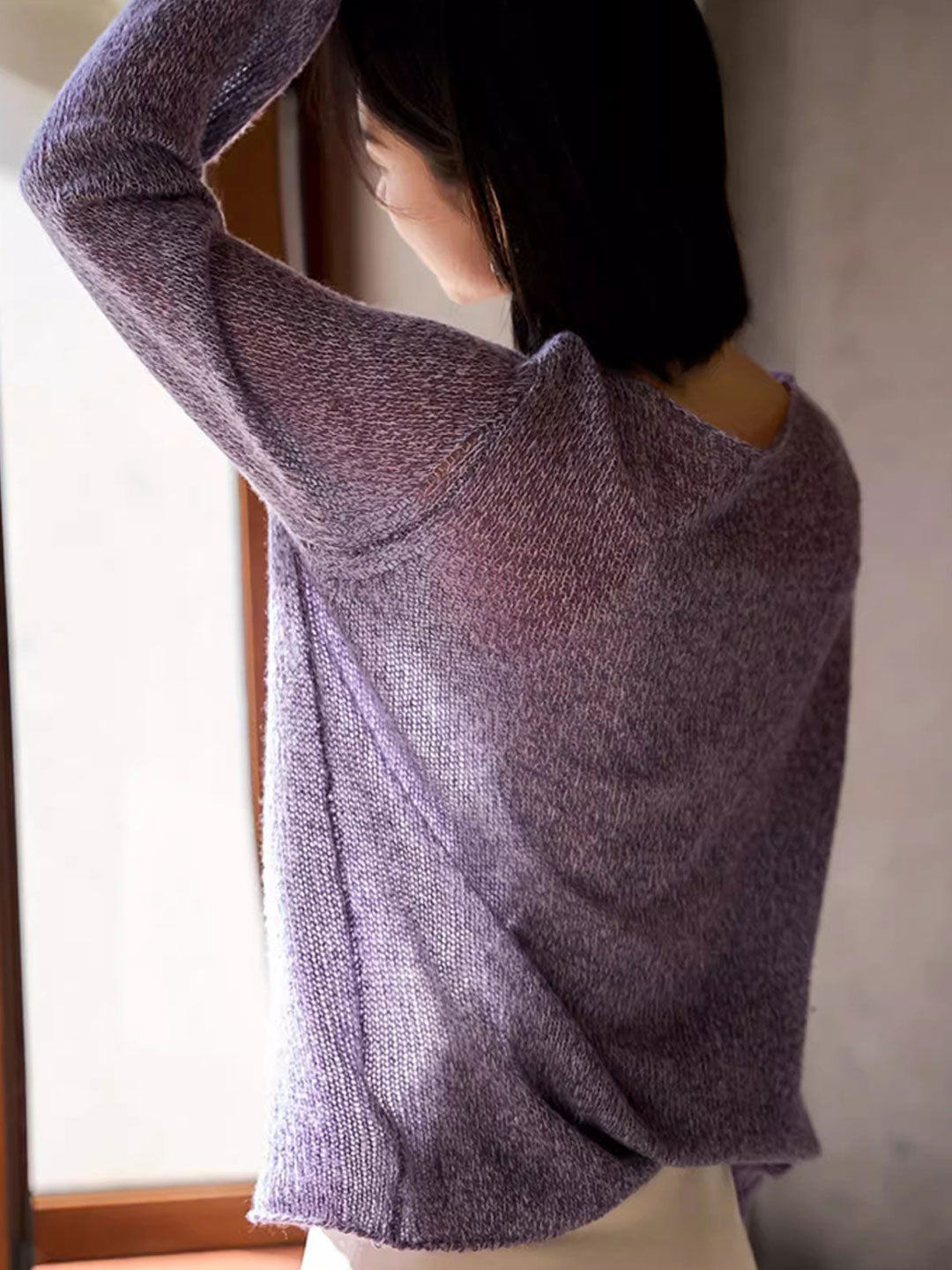 Mia Casual Crew Neck Hollow Knitted Top