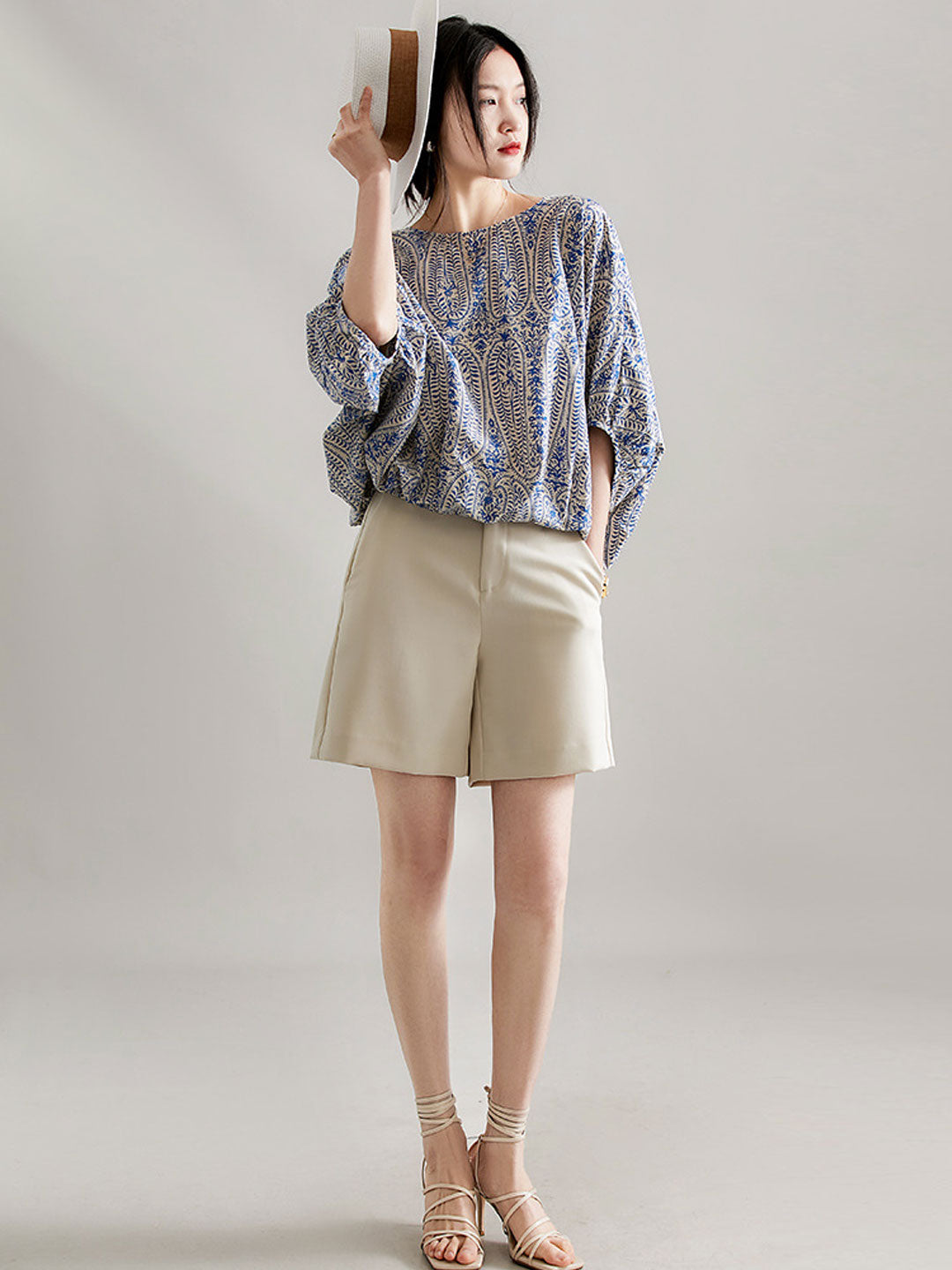 Maya Casual Back Bow Printed Blouse