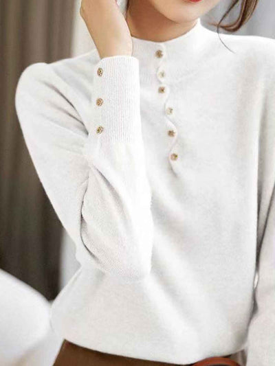 Olivia Loose Turtleneck Beaded Pullover Knitted Top