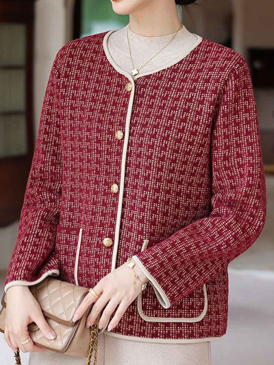 Hannah Elegant Crew Neck Tweed Coat