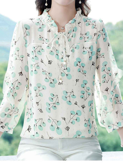 Serenity Loose V-Neck Floral Chiffon Top