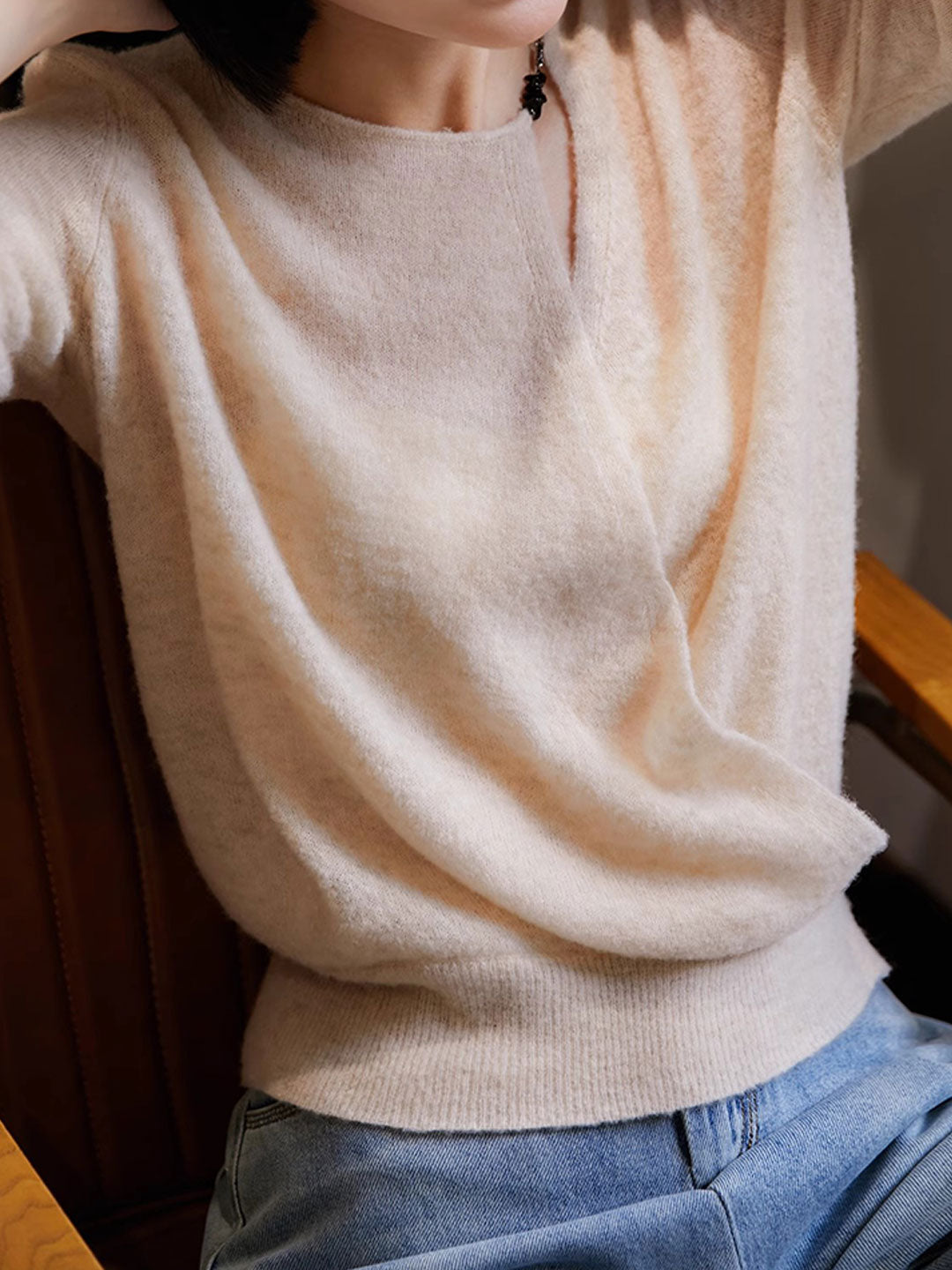 Abigail Classic Crew Neck Hollowed Knitted Cardigan