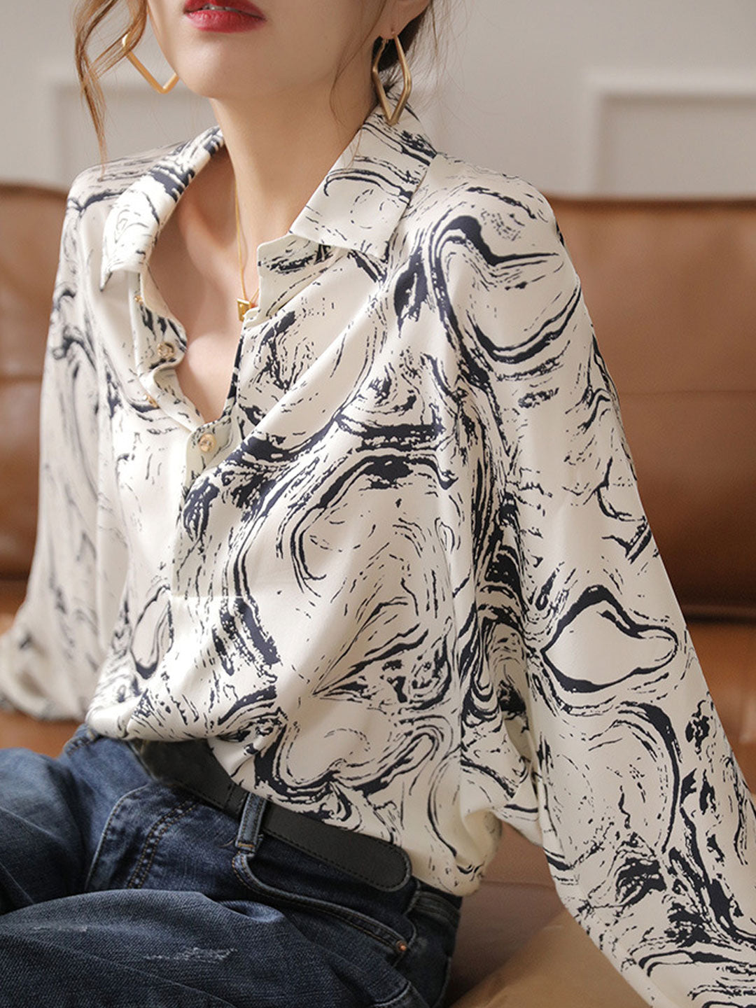 Valeria Classic Lapel Printed Shirt